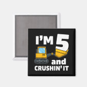 Kinder Bauwagen 5th Birthday Boy 5 Year O Magnet (Vorderseite/Rückseite)