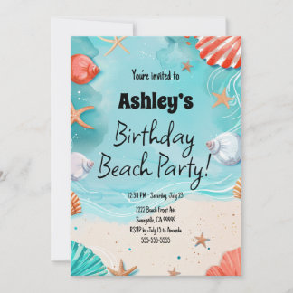 Kinder Beach Birthday Party Einladung