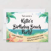 Kinder Beach Birthday Party Einladung (Vorderseite)