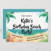 Kinder Beach Birthday Party Einladung (Vorne/Hinten)