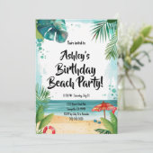 Kinder Beach Birthday Party Einladung (Stehend Vorderseite)