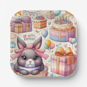 Kinder Beautiful Bunny Birthday Party Teller