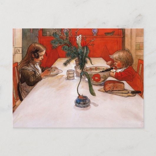 Kinder beim Abendessen Postkarte (Vorderseite)
