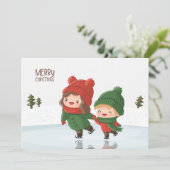 Kinder beim Eislaufen zu Weihnachten (Stehend Vorderseite)