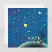 Kinder beim nächtlichen Himmel Einladung (Vorne/Hinten)