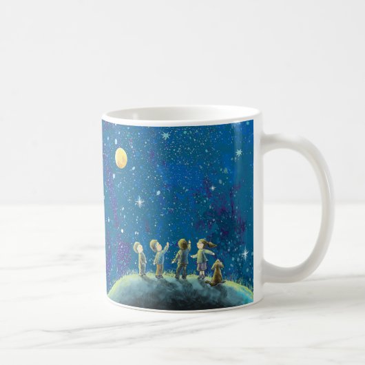 Kinder beim nächtlichen Himmel Kaffeetasse (Rechts)