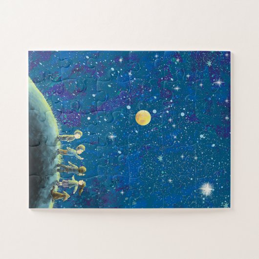 Kinder beim nächtlichen Himmel Puzzle (Horizontal)