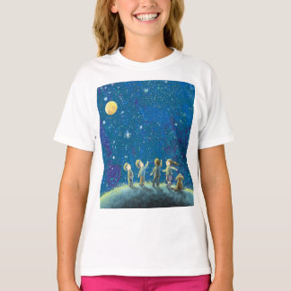 Kinder beim nächtlichen Himmel T-Shirt