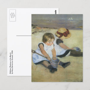 Kinder beim Spielen am Strand von Mary Cassatt Postkarte