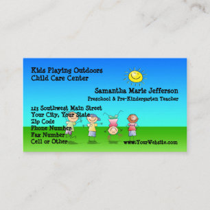 Kinder beim Spielen im Freien Kinderbetreuung Kind Visitenkarte