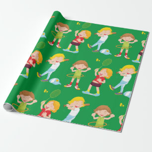 Kinder beim Sport Kinderaktivität Geschenkpapier