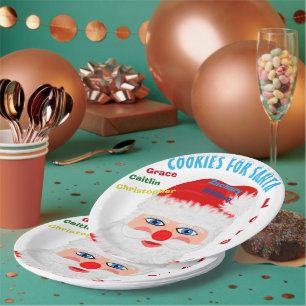 Kinder benennen Cookies für den Weihnachtsmann Pappteller