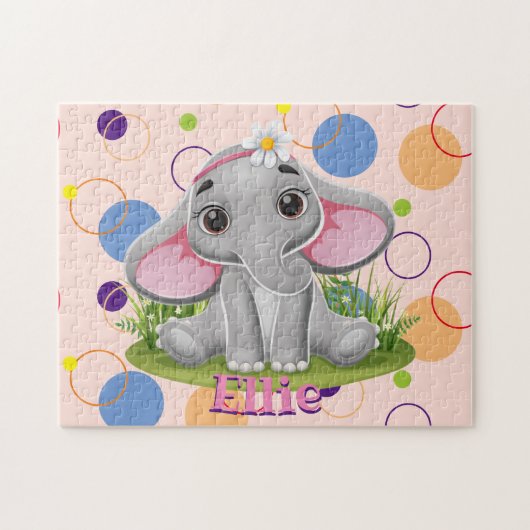 Kinder benennen Elephant Puzzle Learning Activity (Horizontal)