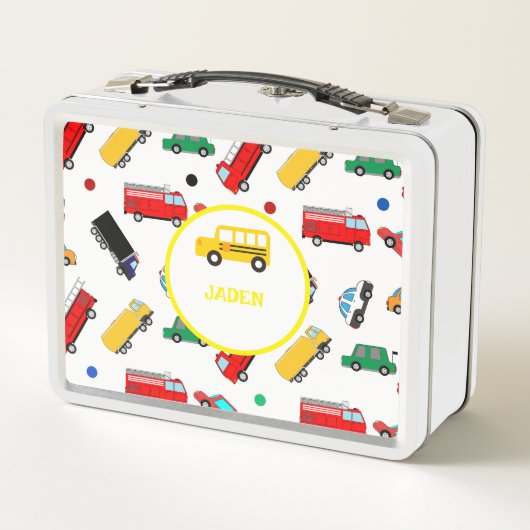 Kinder benennen Rucksack Auto Rennen zurück zur Sc Metall Brotdose (Rückseite)