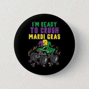 Kinder bereit, Mardi Gras-Monster-Lkw-Boys zu zerd Button