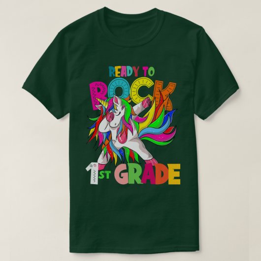 Kinder Bereit zum Rock 1. Klasse Dbing Einhorn zur T-Shirt (Design vorne)