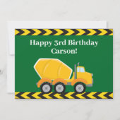 Kinder Betonmischwagen Grüne Boys Geburtstag Karte (Vorderseite)