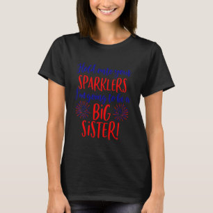 Kinder Big Sister Sparkler 4. Juli Schwangerschaft T-Shirt