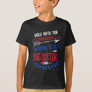 Kinder Big Sister Sparkler 4. Juli Schwangerschaft T-Shirt