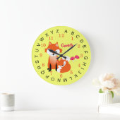 Kinder Bildung Alphabet Niedlich Fox Personalisier Große Wanduhr (Zuhause)
