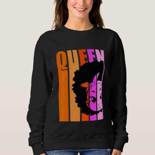 Kinder Black Girl Queen Retro Pink Afro Hair Inspi Sweatshirt (Vorderseite)
