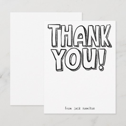 Kinder Blank Fun Färben Flat Danke Karte (Vorne/Hinten)