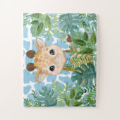 Kinder Blau Dschungel Giraffe mit Fliege Puzzle (Vertikal)