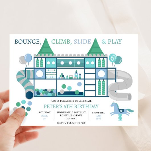 Kinder Blue Soft Play Geburtstagsparty Einladung