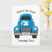 Kinder Blue Truck Personalisierter Name, Geburtska Karte (Gelbe Blume)