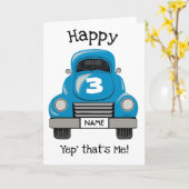 Kinder Blue Truck Personalisierter Name, Geburtska Karte (Gelbe Blume)