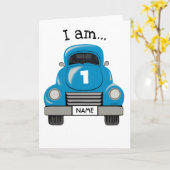 Kinder Blue Truck Personalisierter Name, Geburtska Karte (Gelbe Blume)