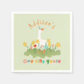 Kinder Blumengrün ein Albernes Gänse Erster Geburt Serviette (Vorderseite)
