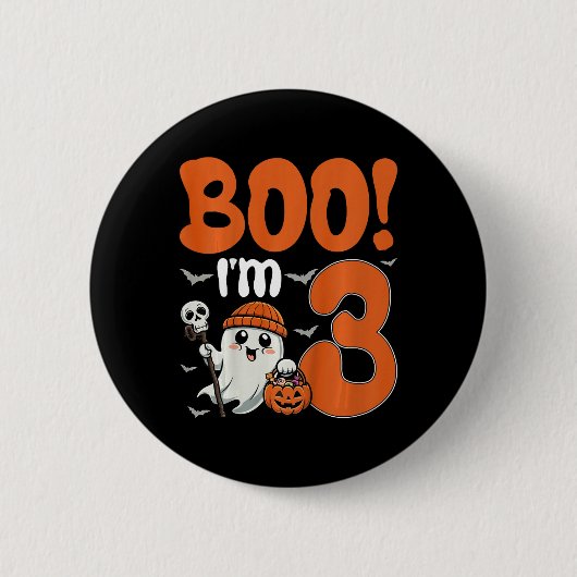 Kinder Boo ich bin 3 Halloween Spooky Pumpkin 3. G Button (Vorderseite)