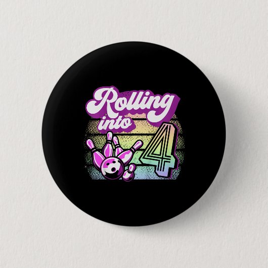 Kinder Bowling Party in 4 Bowling Geburtstag Button (Vorderseite)