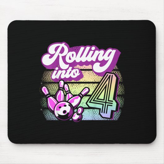 Kinder Bowling Party in 4 Bowling Geburtstag Mousepad (Vorne)