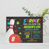 Kinder Bowling Strike Geburtstags-Einladung Einladung (Stehend Vorderseite)