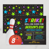 Kinder Bowling Strike Geburtstags-Einladung Einladung (Vorne/Hinten)