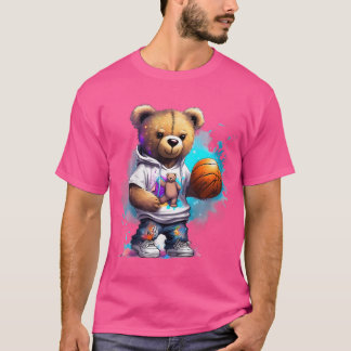 Kinder Boys Basketball Teddy Bear Grafik T-Shirt