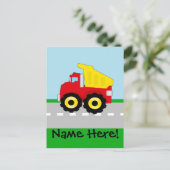Kinder Boys Bau Dumptruck Postkarte (Stehend Vorderseite)