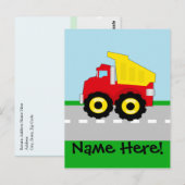 Kinder Boys Bau Dumptruck Postkarte (Vorne/Hinten)