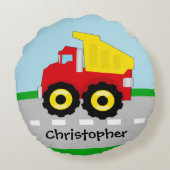 Kinder Boys Bau Dumptruck Rundes Kissen (Rückseite)