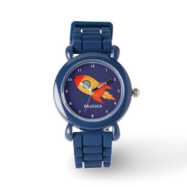 Kinder Boys Rocket Space Blue Astronaut Name Armbanduhr