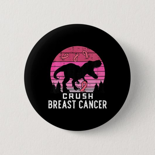 Kinder brechen Brustkrebs pink Trex Dino Bewusstse Button (Vorderseite)