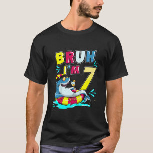 Kinder Bruh I m 7 Funny Shark 7th Birthday Pool Te T-Shirt