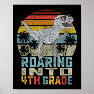 Kinder brüllen in die 4. Klasse Dinosaurier T Rex Poster