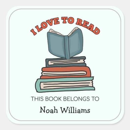 Kinder buchen Personalisierte Buchzeichen Quadratischer Aufkleber (Vorderseite)