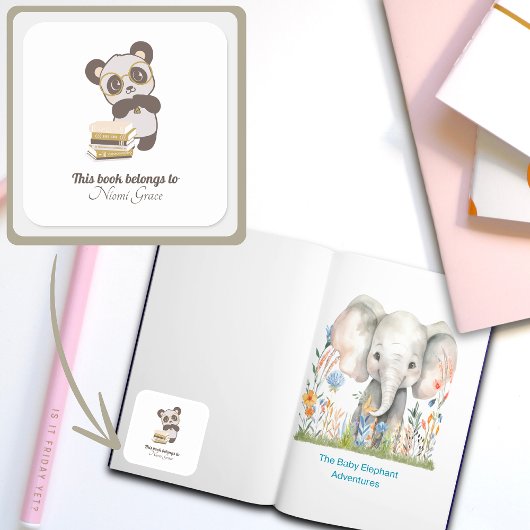 Kinder Buchzeichen Lesen Buch Lover Quadratischer Aufkleber