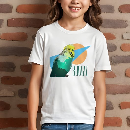 Kinder Budgie Liebe Retro Blue Geometric Pet Bird Tri-Blend Shirt