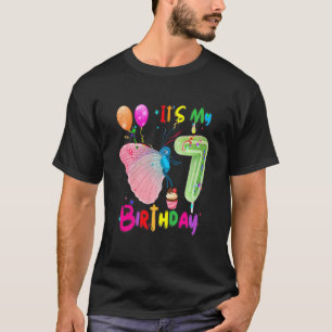 Kinder Butterfly Geburtstag Es ist meine siebte Ge T-Shirt