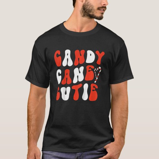 Kinder Candy Cane Süsse Retro Weihnachtskinder Kle T-Shirt (Vorderseite)